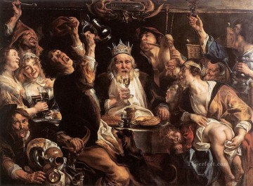  Flemish Oil Painting - The King Drinks Flemish Baroque Jacob Jordaens